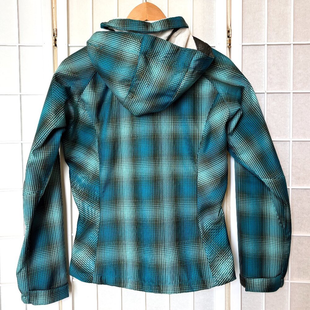 Teal Plaid Softshell Northface Shell Jacket With … - image 2